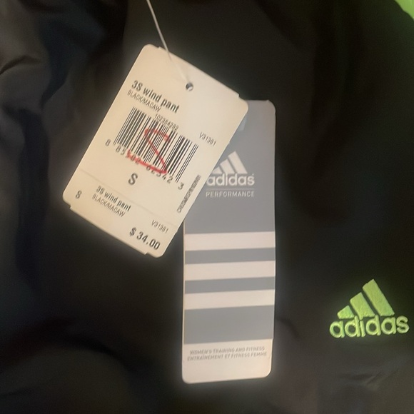 Adidas Women’s Black Track Pants with Neon Green Stripes - Picture 4 of 8